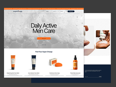 Men Skincare Web Design - Superfoam branding design graphic design logo minimal ui ui design uiux web web design