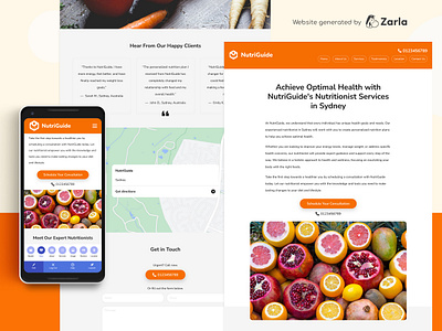 NutriGuide - Nutritionist Website Generated with AI at Zarla ai website builder nutrition website web builder web design website builder zarla