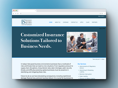 Insurance Specialities Website design figma ui web design