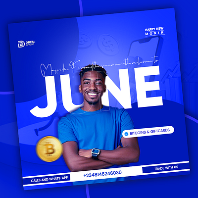 New Month Design 3d animation branding btc graphic design hnm june logo month month of june motion graphics new month trading design ui