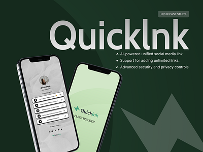 Link in Bio Tool - Quicklnk Case Study UI/UX ai tool animation branding design graphic design illustration link tool linktree mobile tool profile sharing profile tool social media typography ui ux vector