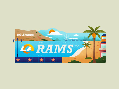 Los Angeles Rams adobe americanfootball editorial illustration football illustration illustrator la losangeles muti nfl plamtree rams sea sports texture vector