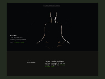 Meditation website concept calm design landing meditation mindfullness minimalist minimalistic design ui uxui website