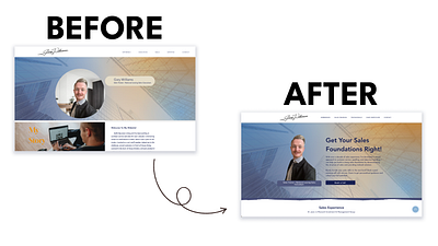 One Page Sales Consultant Website before and after booking branding gold and blue graphic design hero high end interaction design luxury minimal minimalistic one page one page website portfolio website redesign sales consultant sales website ux wix wix studio