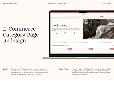 E-Commerce Category Page Redesign bedding category page e commerce ecommerce ui design ux design ux ui ux ui design wool bedding