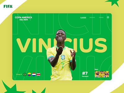 Copa America 2024 - Brazil (Group D) brazil futbol mondrianizm soccer ui uidesign vinicius