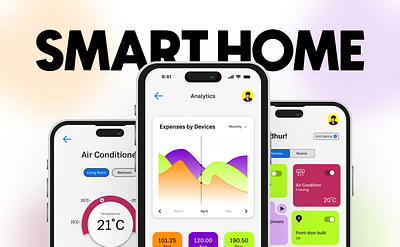 Smart Home Mobile App- UI Design 3d animation app design branding daily ui graphic design logo motion graphics poster design smart home smart home app ui uiux web design