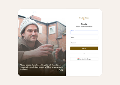 Sign Up Page for NGO ui