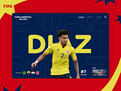 Copa America 2024 - Colombia (Group D) colombia colorfull diaz luisdiaz mondrianizm soccer ui uidesign