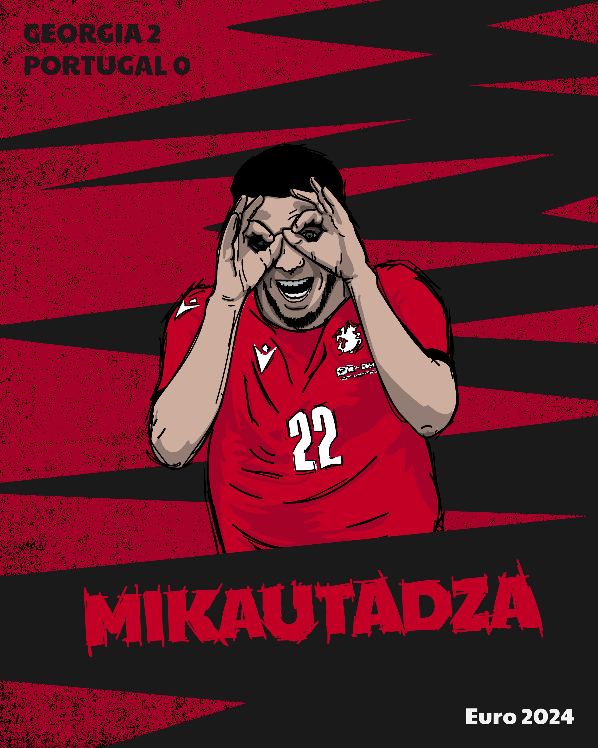Georges Mikautadze, Georgia, Euro 2024 art design euro 2024 football football player georges mikautadze georgia illustration metz portugal soccer