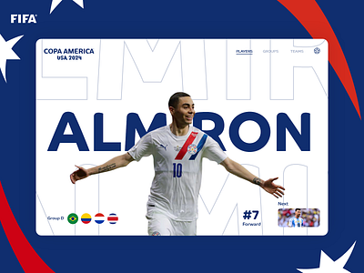 Copa America 2024 - Paraguay (Group D) almiron colorfull design futbol paraguay soccer ui uidesign