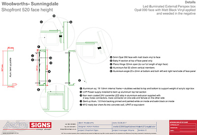 Section Drawing of External Sign to illustrate Latch Mechanism