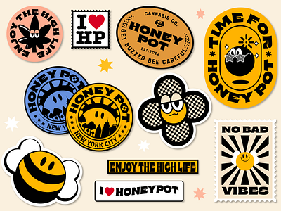 Sticker Pack for Honeypot branding graphic design illustration logo packaging vector
