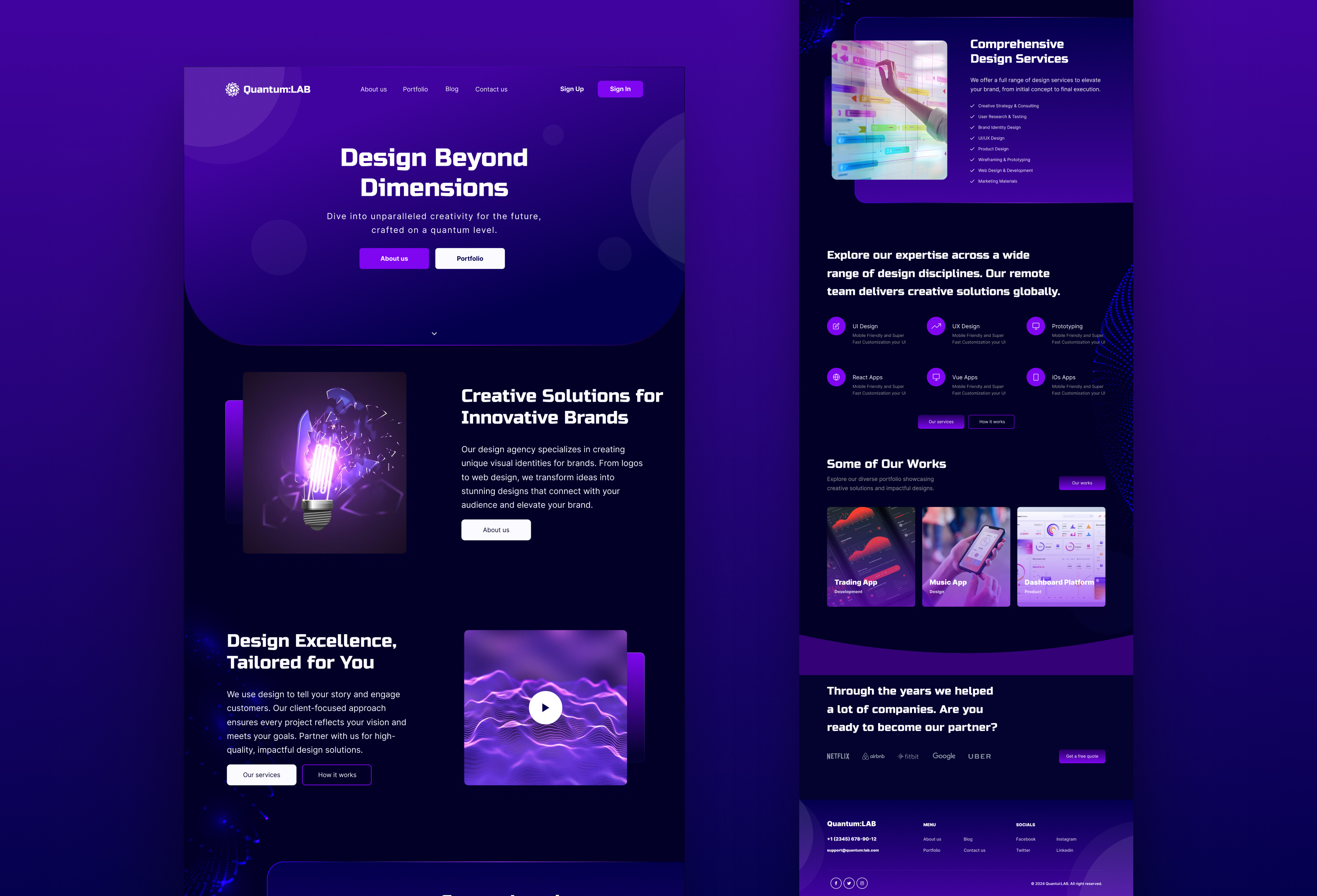 Quantum:LAB - Design Beyond Dimensions agency dark theme design figma ui ui ux user interface website