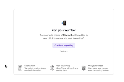 Number transfer dialog product design ui web