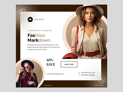 Classical Fashion Flyer Template banner brown classical colours fashion figma flyer style summer template typography ui