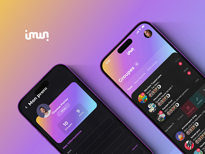 Imin app gradient concept app card design designer drakmode gradient list purple