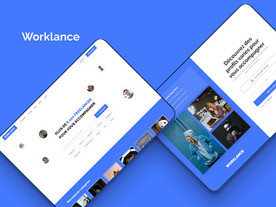 Worklance app blue freelancer landing page lnding saas