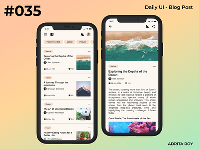 Daily UI 035 - Blog Post article blog dailychallenge dailyui designer designprocess figma high fidelity light mode minimal mobile productdesign prot prototype ui ui design uiux ux ux design wireframe
