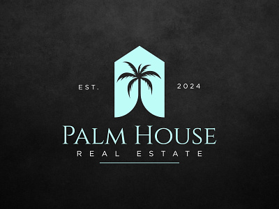 Palm House Real Estate Logo. beach fun logo beach house logo beach house rental logo beach real estate logo beach realtor logo beach realty logo brand identity branding business logo graphic design house logo house rental logo logo logo on black background luxury beach house logo luxury beach realty logo palm house logo palm house rental logo palm housing logo sea house logo