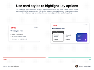 Card styles card card ui card ui design cards choose plan netflix options plan view pricing radio button radio group radio selection research select plan selection experience ui card user experience ux tip ux tips