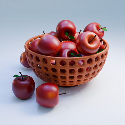 The basket of apples 3d