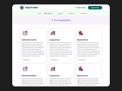 HealthNest - Specialty Page doctor figma health hospital medical photoshop specialty ui uiux ux webdesign website