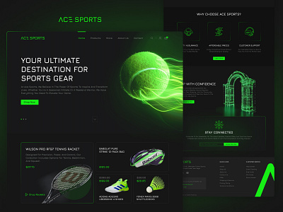 Ace Sports - E-commerce Website for Sports Gear creative design designsystem ecommerce interactiondesign moderndesign onlinestore productdesign responsivedesign sportsgear sportswebsite uidesign uiux userexperience uxdesign visualdesign web design websitedesign webui