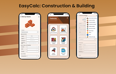 EasyCalc : Construction & Building ui ux mobile application