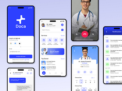 Doca - Telemedicine Mobile App doctor appointment health healthcare medical mobile app mobile design online healthcare telemedicine