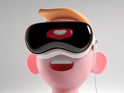 VR 3d apple ar blender cartoon character illustration illustrator vr