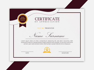 THIS IS A LUXURY CERTIFICATE DESIGN OF APPRECIATION company graphic design modern