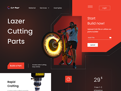 Lazer CutPart Landing Page 3d animation behance branding car case study design doctor dribble figma graphic design landing page lazer linkedin logo mobile redesign ui ux website