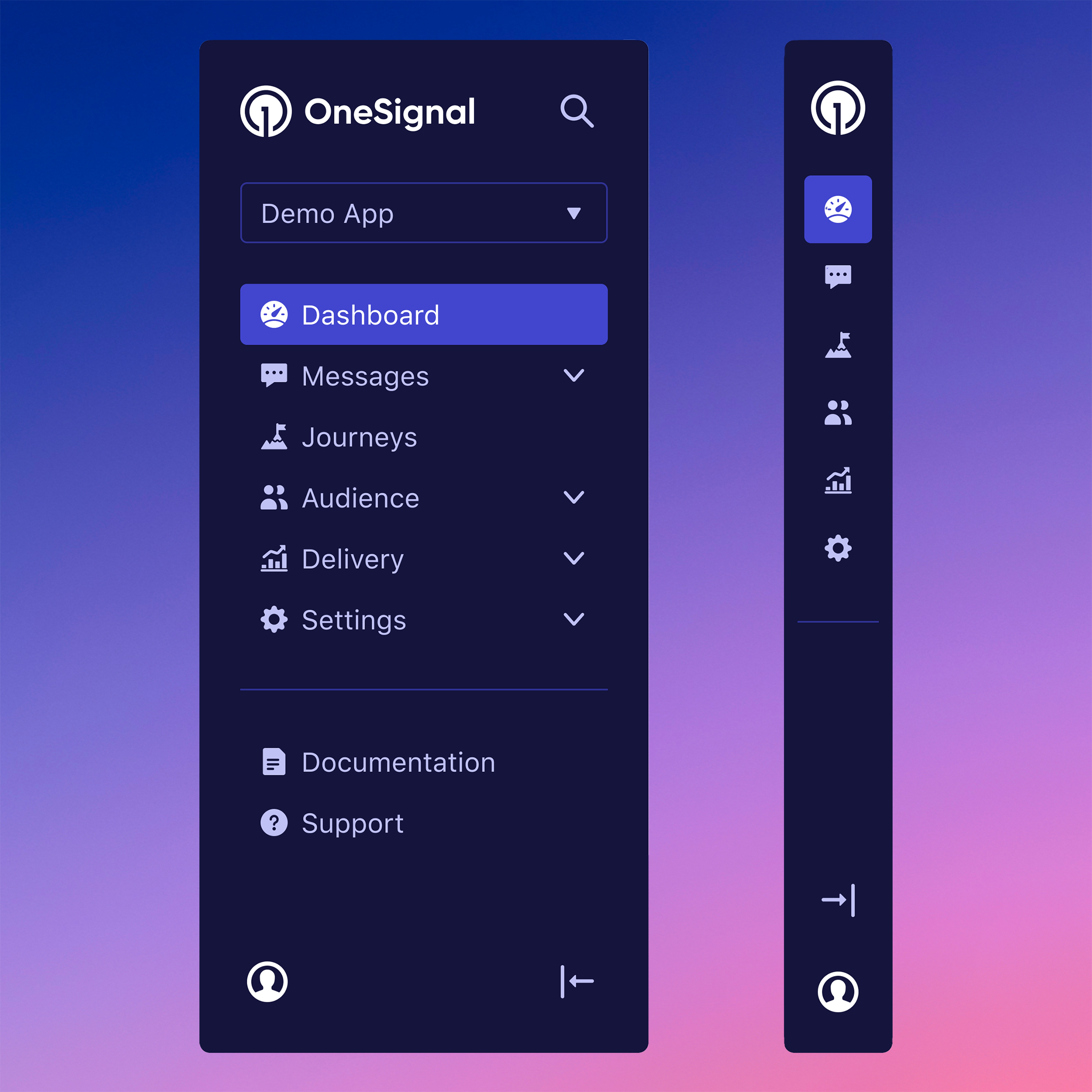 Side Navigation - Collapsible collapse expand links nav navigation onesignal side nav side navigation sidebar ui