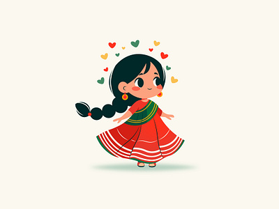 Joyful Twirl: Cute Girl Illustration kawaii art