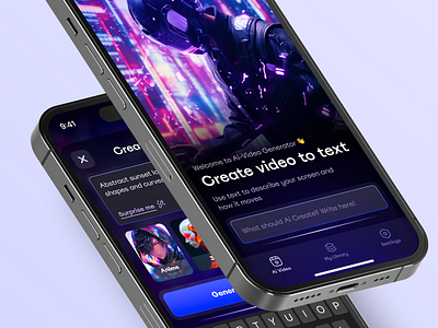 [AI] Text to video app | UX/UI iOS Design ai app design mobile mobile app text to text to video ui ux video