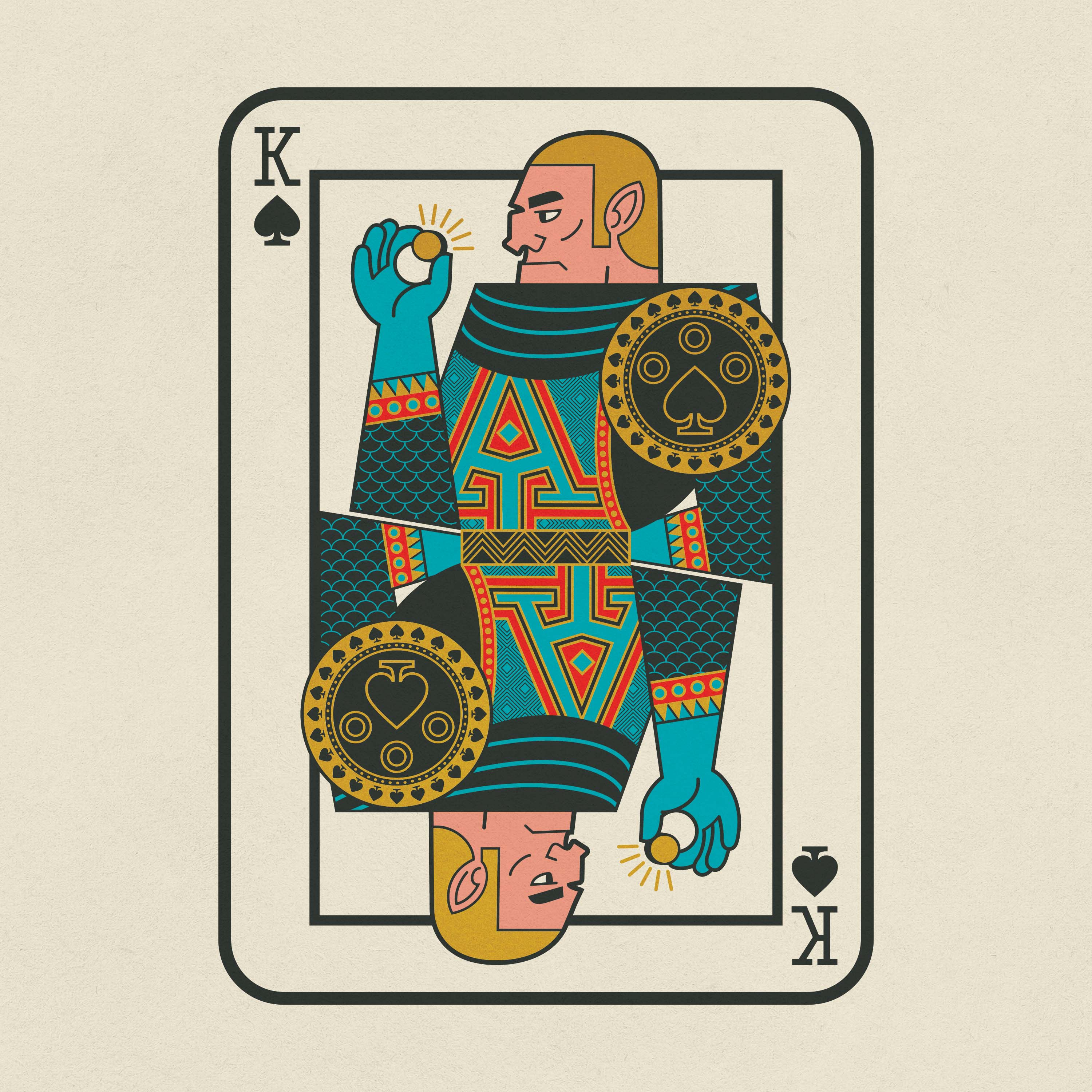 Omin Dran, King of Spades apparel design character art design digital illustration illustration playing cards vector illustration