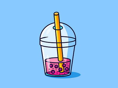 Strawberry Juice Illustration bubble cup graphic design illustration juice logo straw strawberry