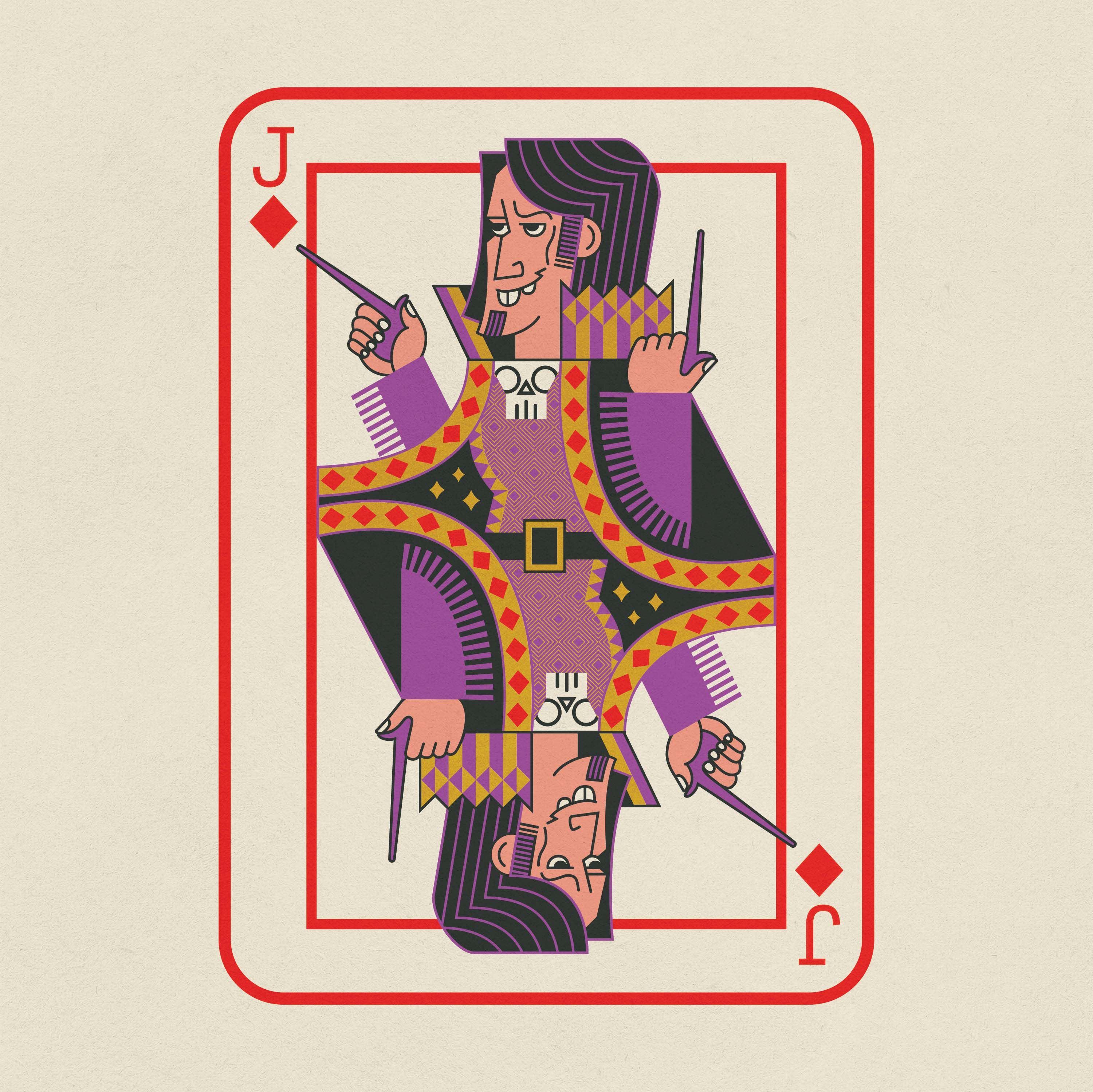 Jim Darkmagic, Jack of Diamonds apparel design apparel illustration design digital illustration illustration ipadpro playing cards vector illustration