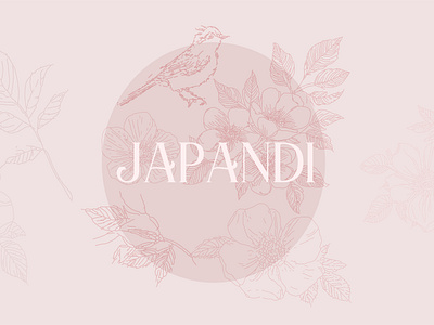 "Japandi" botanical illustrations animal art artistic background birds boho botanical branding design fabric floral graphic design illustration japan japandi logo pattern print sketch textile