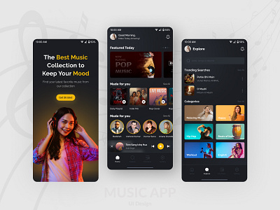 Music App UI - Music Player Mobile App app design application design application ui attractive best app design best ui mobile app ui music app music app concept music apps music case study music category music concept music design music player music streaming app playlist screen splash screen ui ui ux design