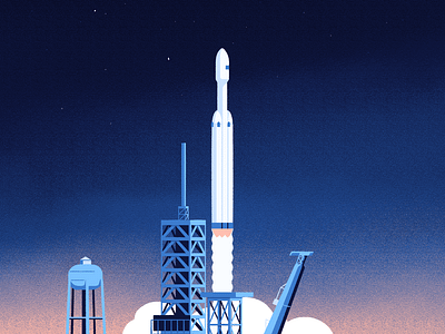 Rocket launch 2d 2d illustration astro astronaut cosmos falconheavy future illustration launch moon nasa photoshop planet procreate rocket space spaceship spacex stars texture