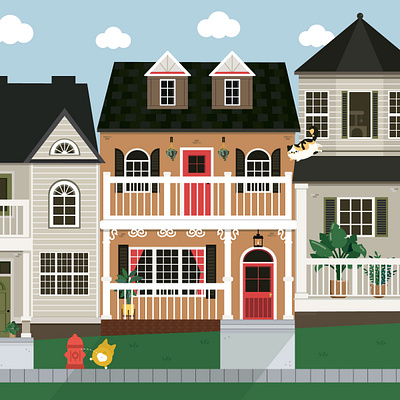 Fairways Homes adobe illustrator architecture cat cute dog happy home house illustration illustrator vector