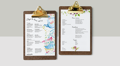 Pattisserie Menu | Digitalized watercolor cake coffee flowers graphic design illustration menu design pattiserie restaurant typography watercolor watercolor flowers