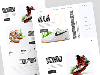 Shoes Website fashion footwear landing page nike shoes shoes website sneakers uiux web design website