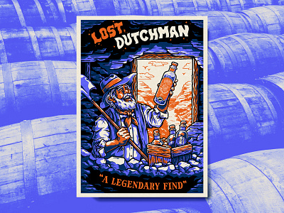 Lost Dutchman Gin Poster alcohol poster character character design cowboy illustration lost dutchman old west poster southwest spirits vector