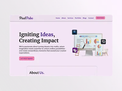 PixelPulse - Igniting Ideas, Creating Impact animation branding figma ui uiux user interface webdesign website