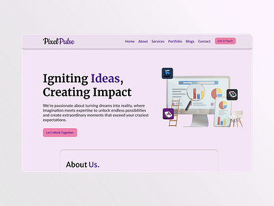 PixelPulse - Igniting Ideas, Creating Impact animation branding figma ui uiux user interface webdesign website