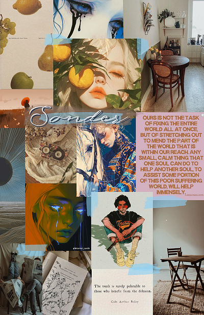 A moodboard from my trip to Config adobe art collage concept config design fun graphic design inspiration inspo moodboard personal project photography process procreate quotes sonder summer traveling warm