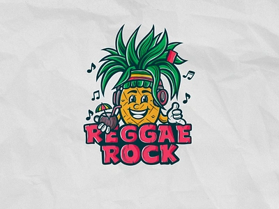 Reggae Pineapple logo cartoon cartoonish logo character character logo design graphic design illustartion illustration logo jamaica logo mascot music music illustration music logo pineapple pineapple logo reggae illustration reggae logo